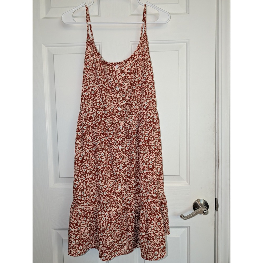 SM Wardrobe Ditsy Floral Button Mini Dress Rust Orange Boho Cottagecore Small